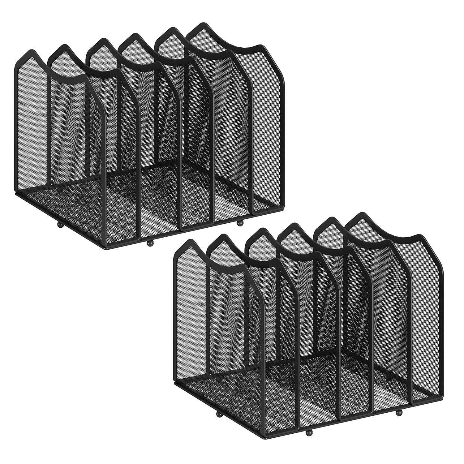 Latitude Run® Black 2 Pack - 5-Section Mesh Desktop File Sorters for Home & Office