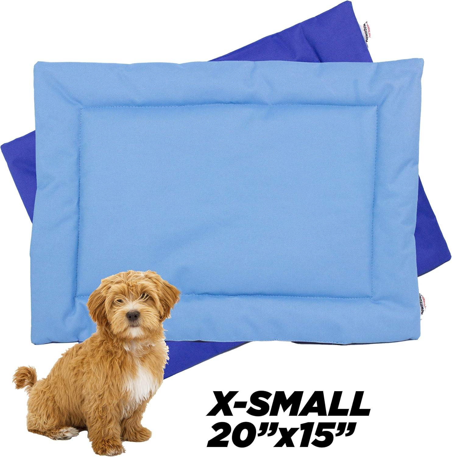 Downtown Pet Supply Dog Crate Mat, Waterproof Pet Bed, Dark/Light Blue, XS