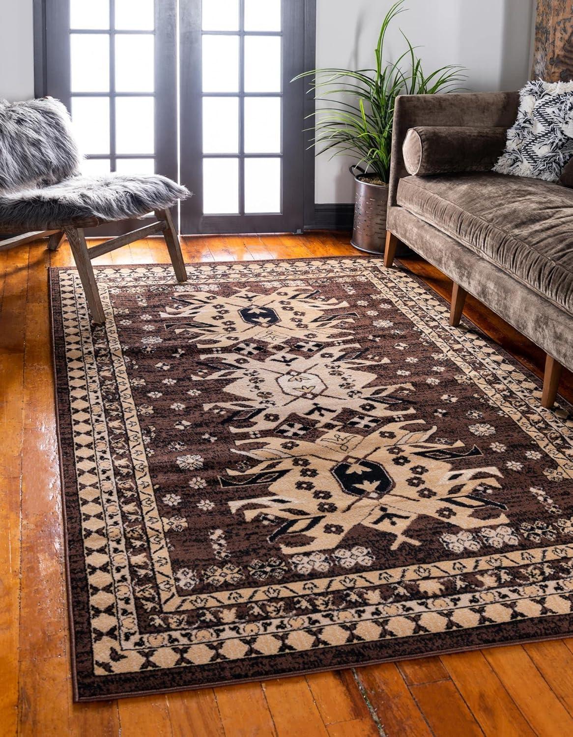 Unique Loom Taftan Southwestern Traditional Area Rug, Brown/Beige, 72.00" x 48.00"