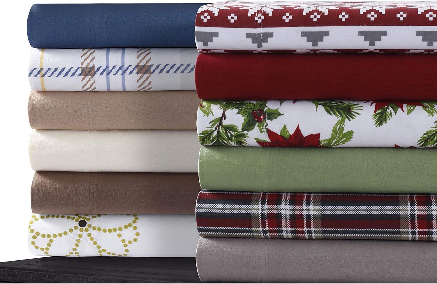 Tribeca Living SOLFL170SSKICA Solid 5-Ounce Flannel Extra Deep Pocket Cashmere, King Sheet Set