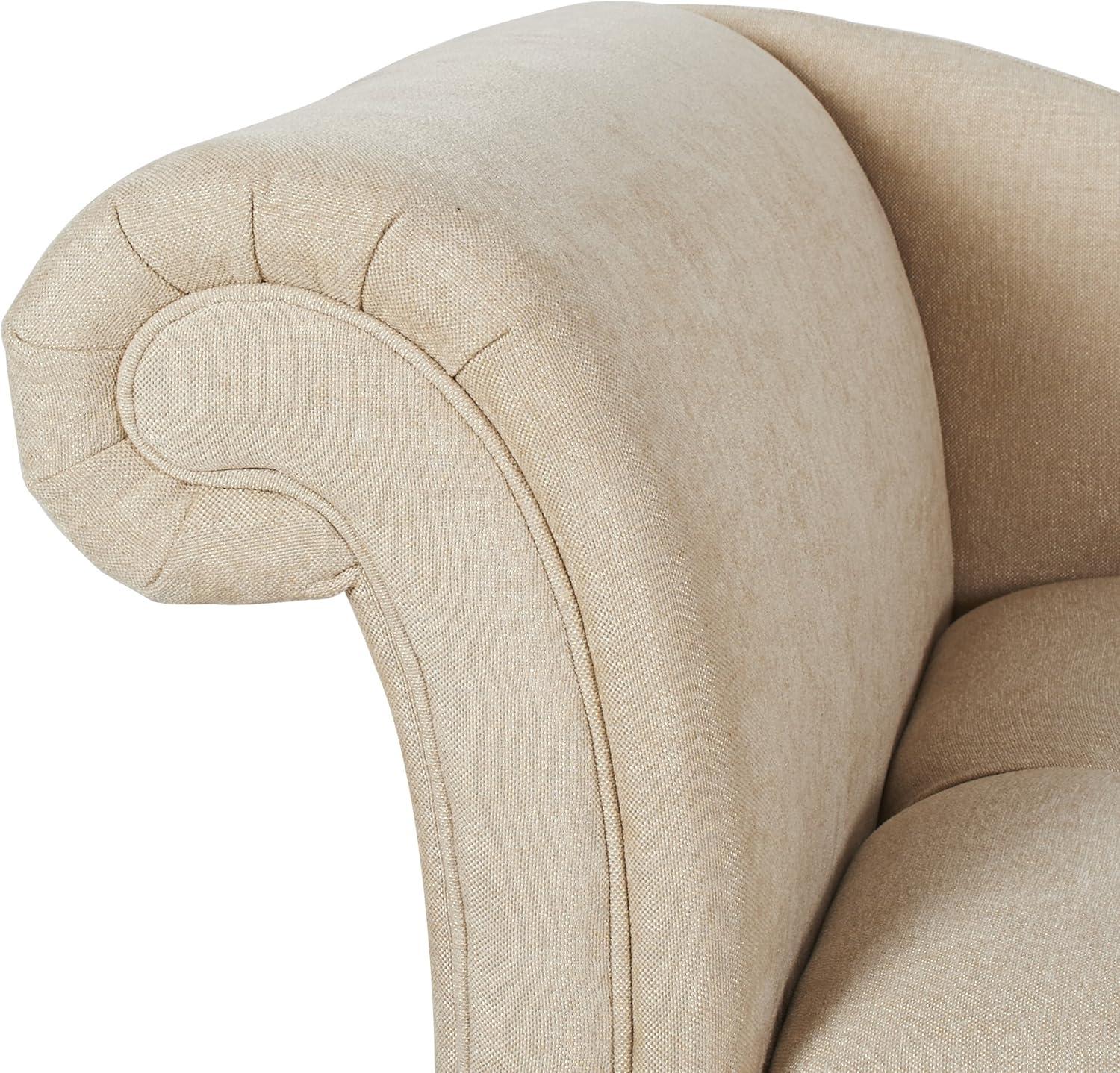 Harrison Tufted Roll Arm Chaise Lounge, Beige