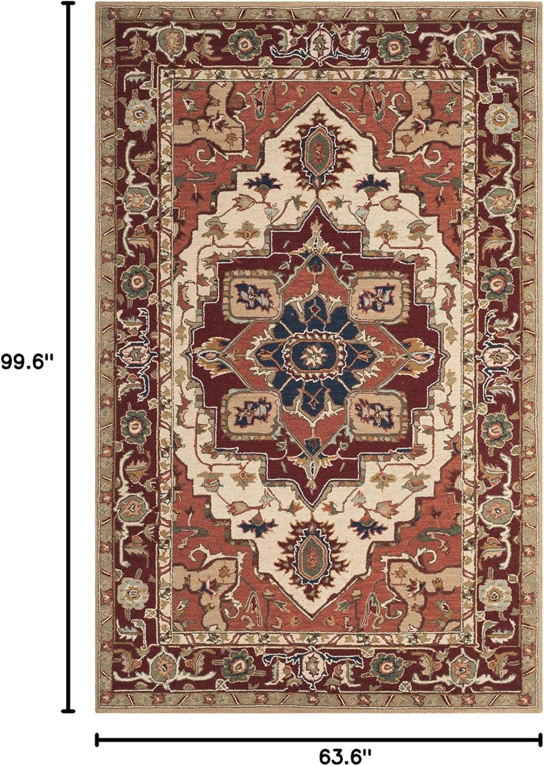 Chelsea HK709 Hand Hooked Area Rug - Red/Ivory - 5'3"x8'3" - Safavieh.