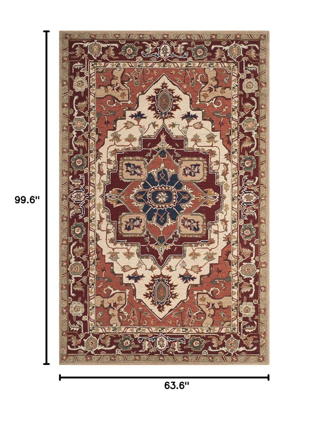 Chelsea HK709 Hand Hooked Area Rug - Red/Ivory - 5'3"x8'3" - Safavieh.