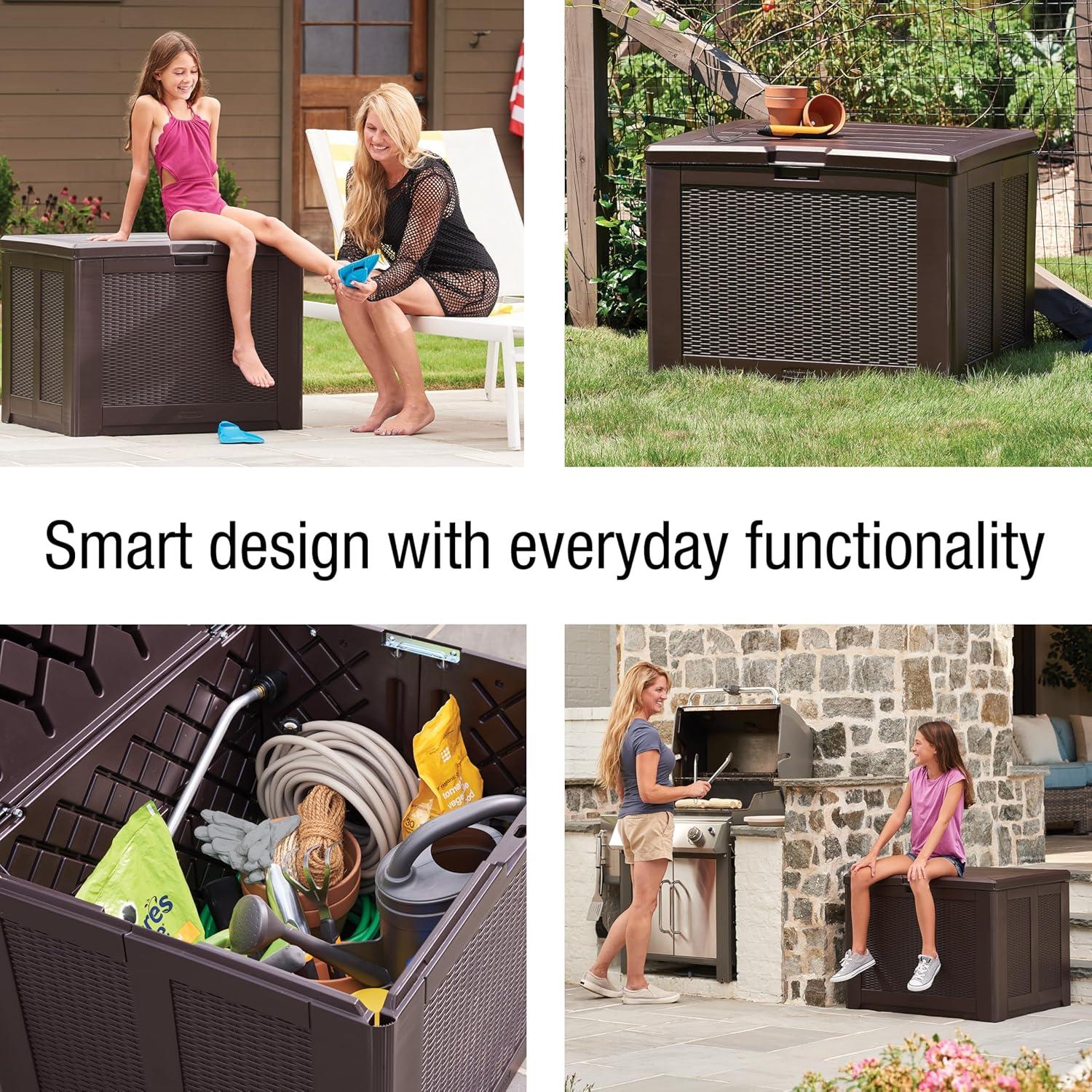 Rubbermaid Rubbermaid Deck Box, Medium, 74 Gallon, Brown