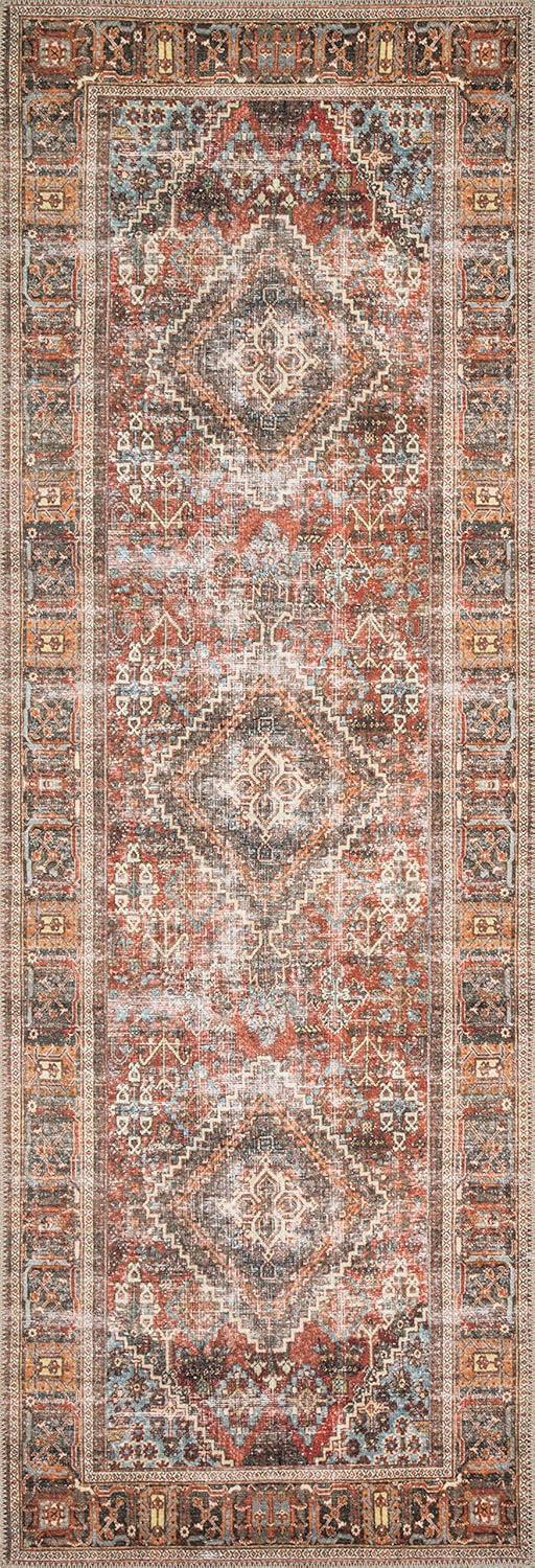 Loloi Rugs Loren 7'6" x 9'6" Printed Polyester Rug in Brick and Midnight