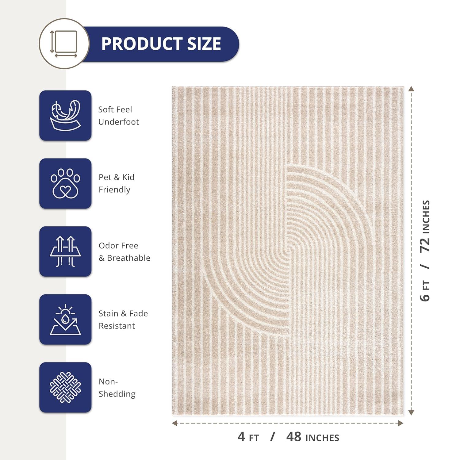 Abani Rugs Nuevo Beige Arch Pattern Knot Area Rug 4' x 6' - Cream