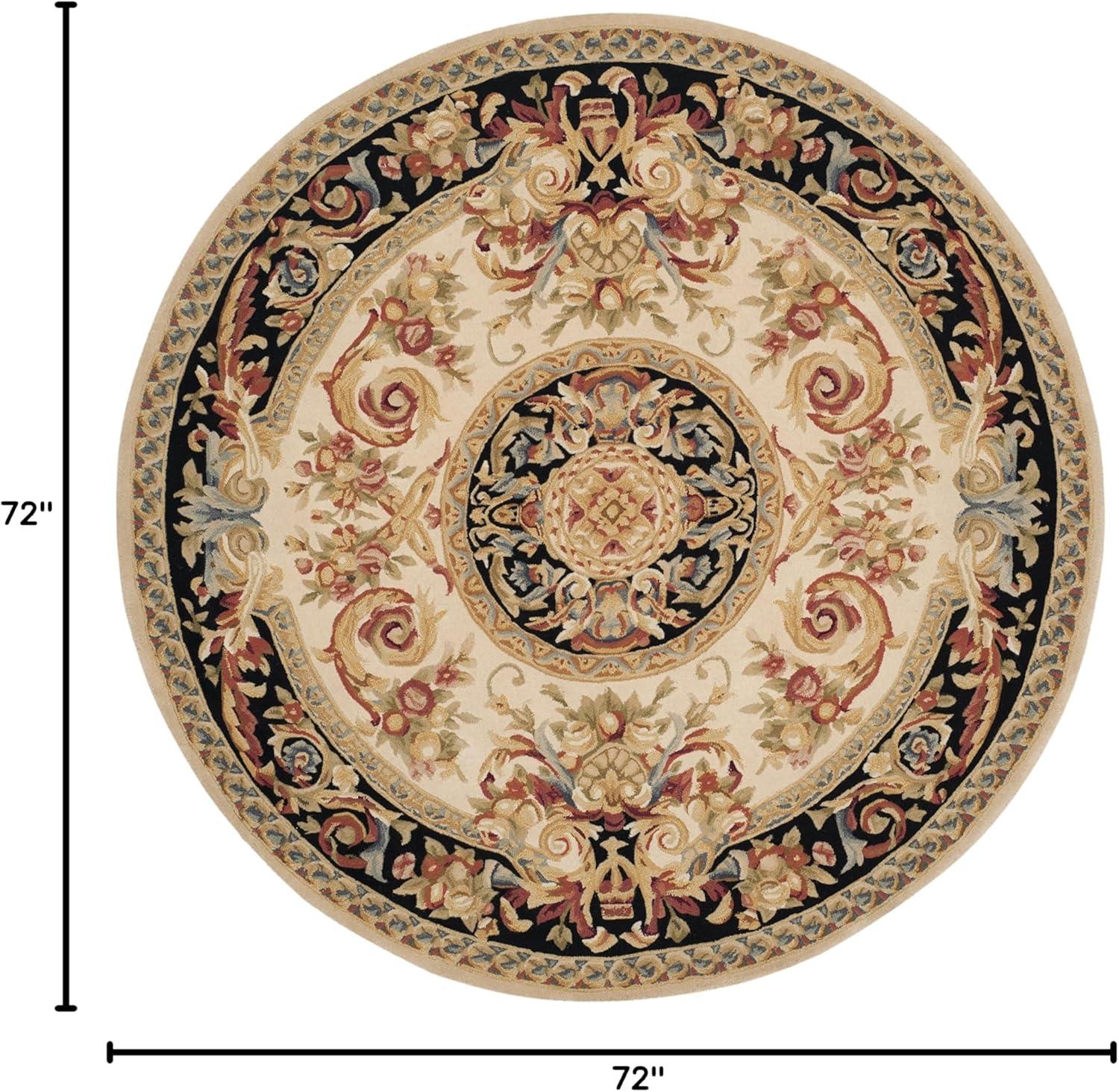 Savonnerie SAV206 Hand Tufted Area Rug - Ivory/Gold - 6' Round - Safavieh.