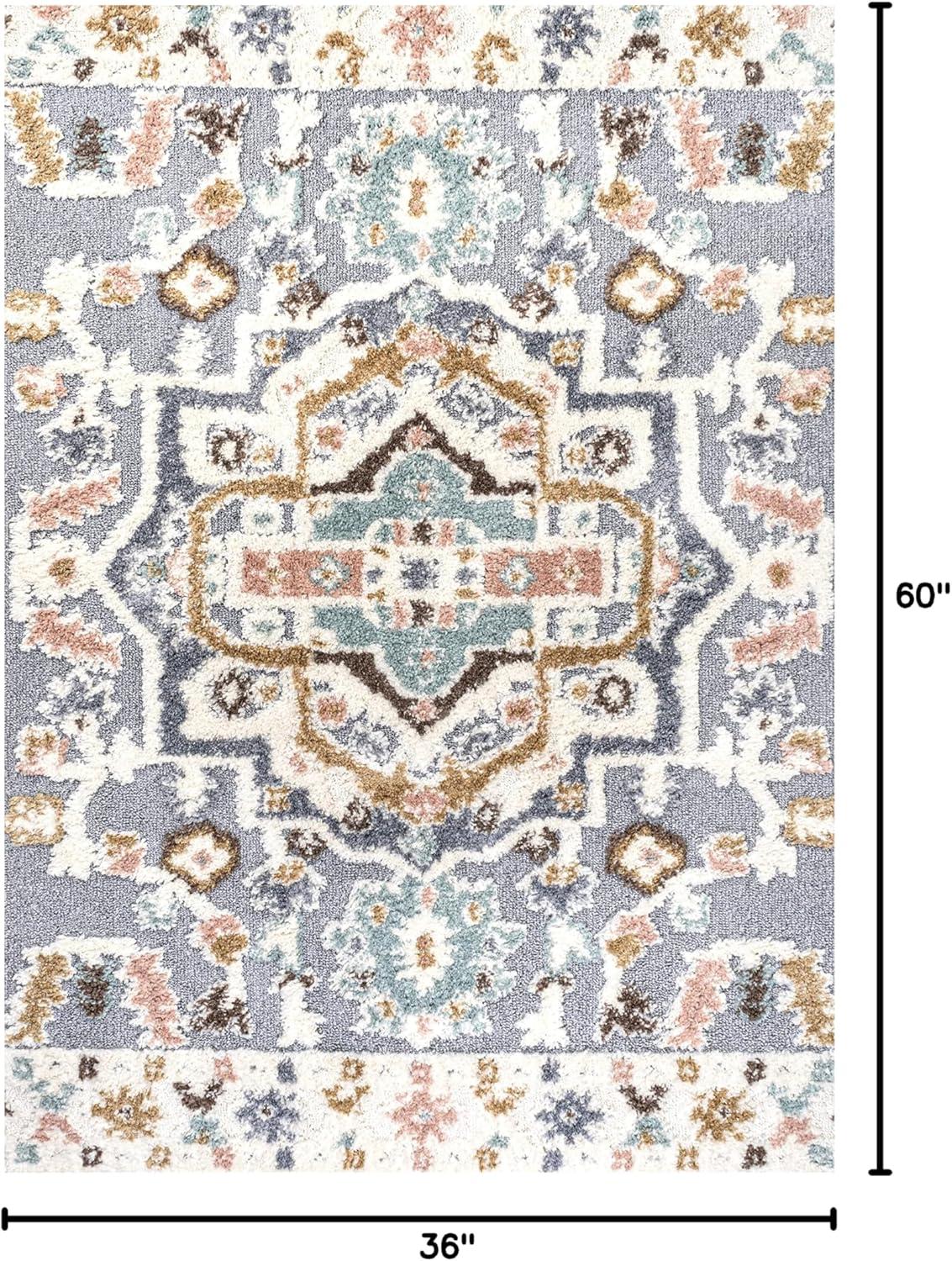 Aziza Persian Medallion High-Low Area Rug - JONATHAN Y