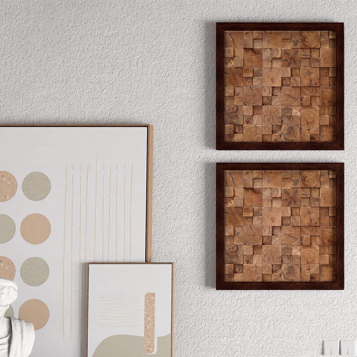 Rustic Abstract Wall Decor on Solid Wood