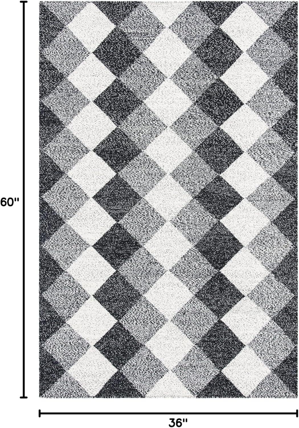 George Oliver Kilim Flat Weave Wool/Cotton Geometric Rug in Black