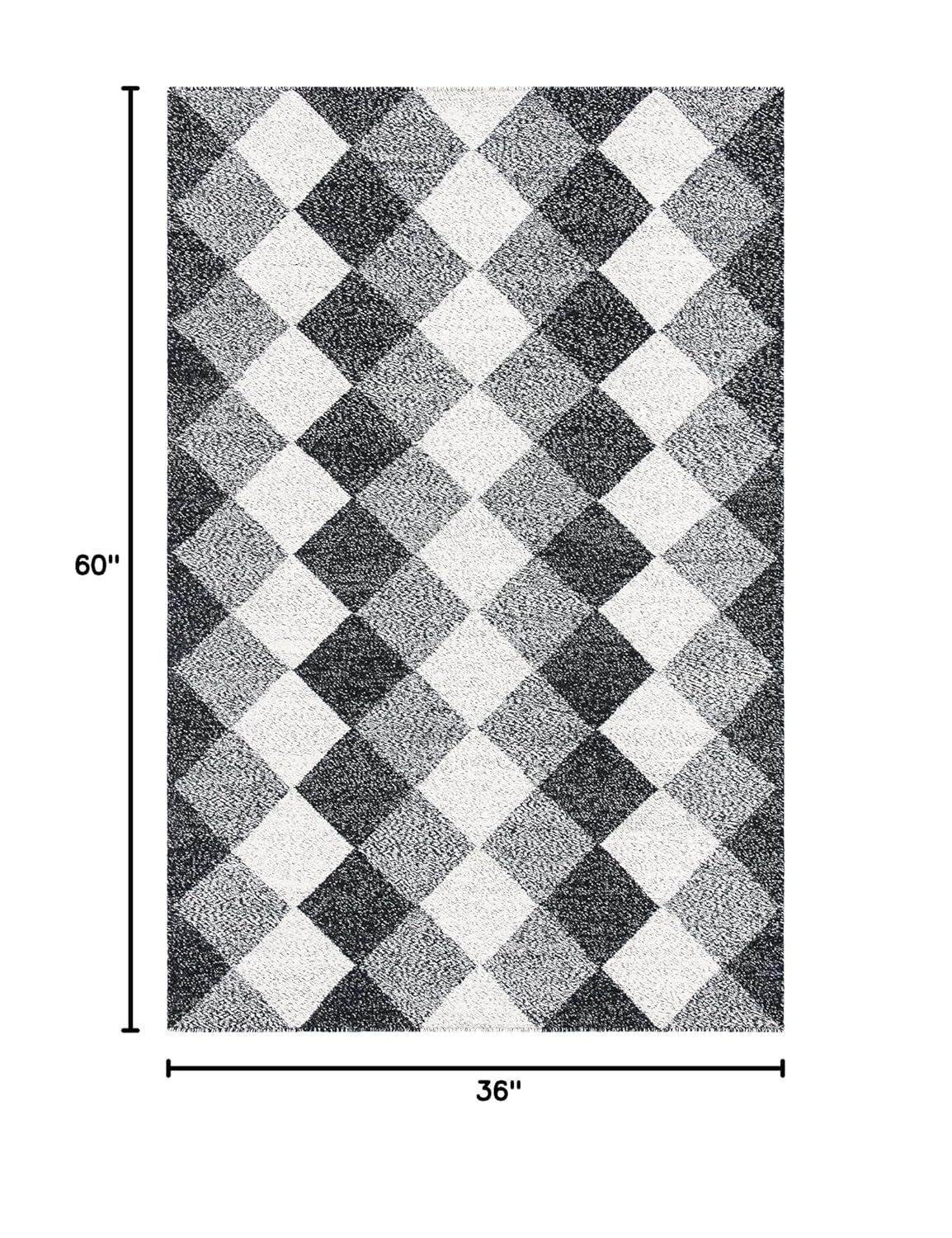 George Oliver Kilim Flat Weave Wool/Cotton Geometric Rug in Black