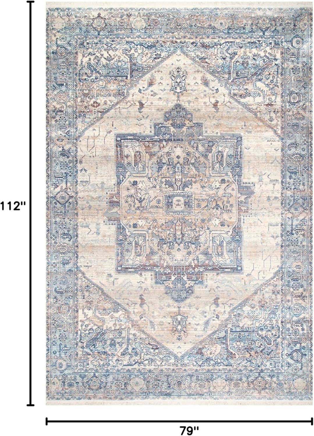 Nuloom Harriet Oriental/Persian 7x9 Indoor Area Rug for Living Room Bedroom Dining Room Kitchen, Light Blue/Multicolor