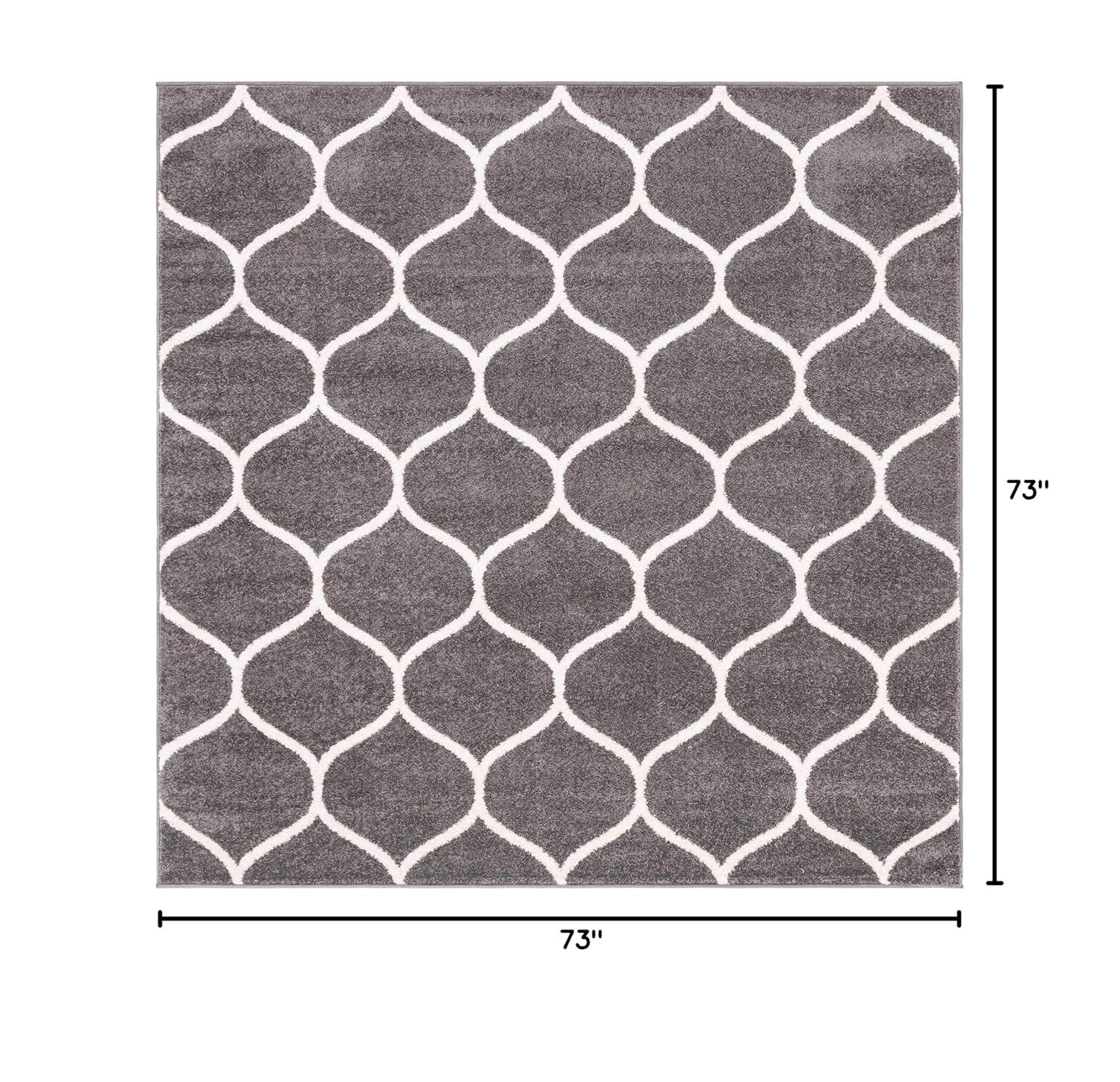 Unique Loom 6' 0 x 6' 0 Trellis Frieze Rounded Dark Gray Area Rug