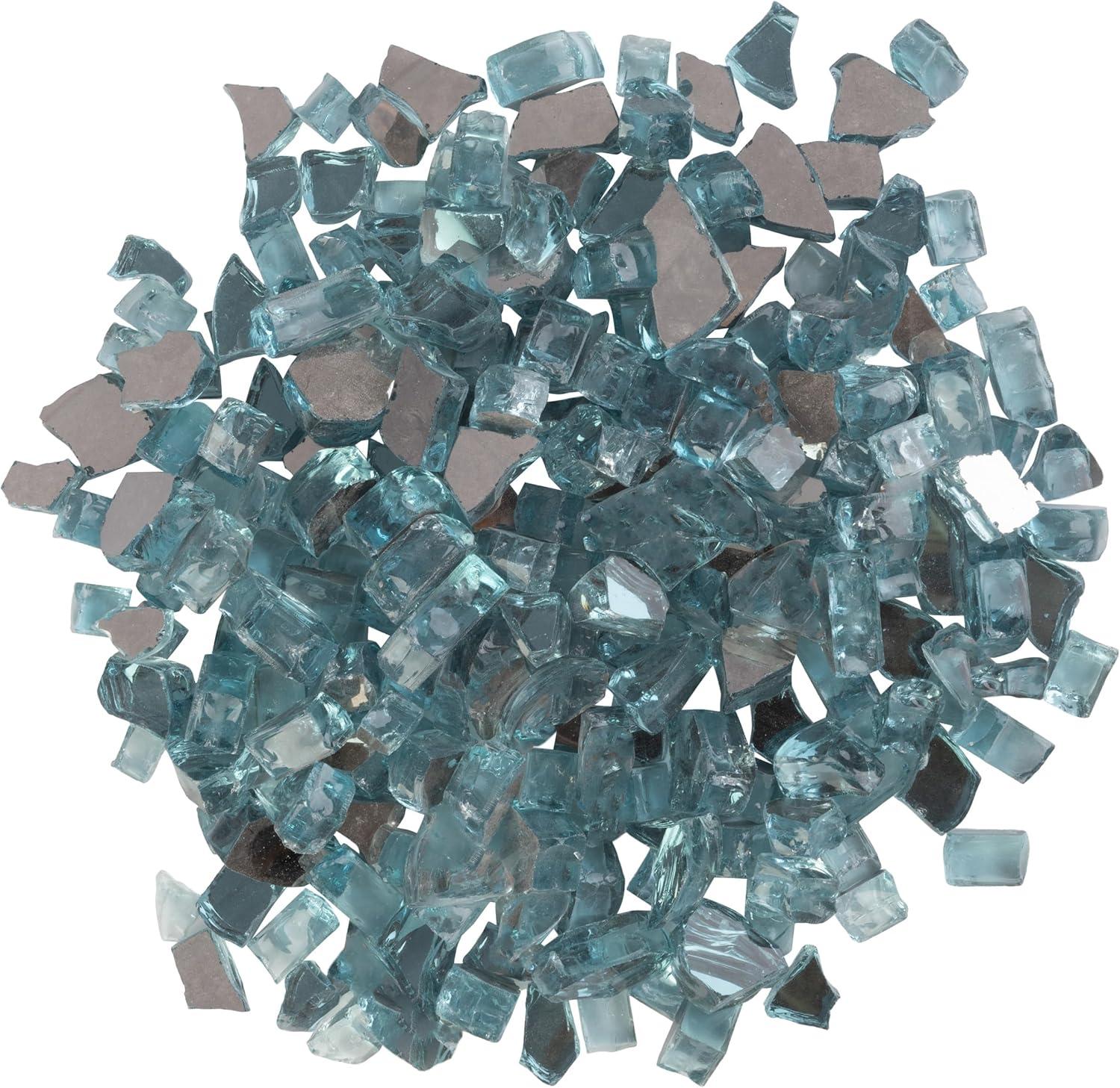 Aqua Blue Tempered Glass Fire Pit Rocks, 10lb