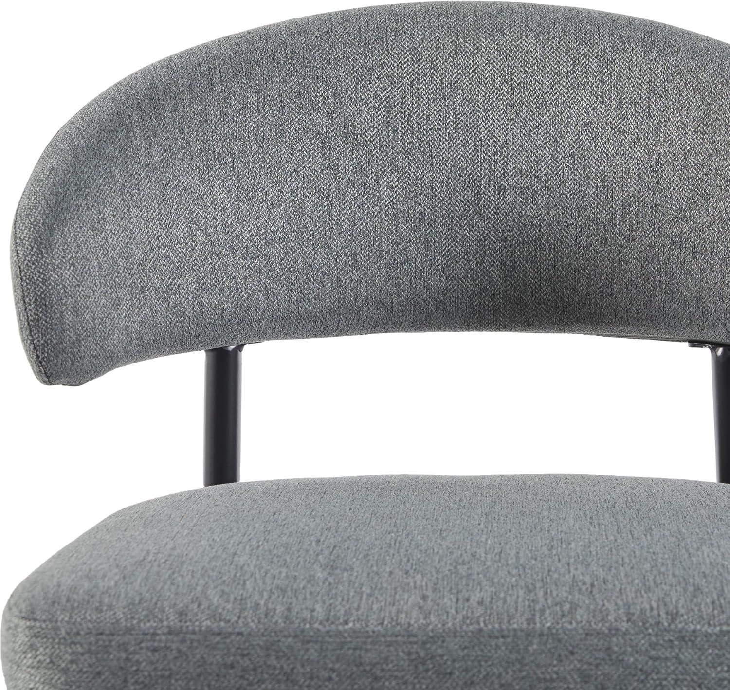 Walker Edison Modern Curved Back Upholstered Dining Chair, Set of 2, Charcoal