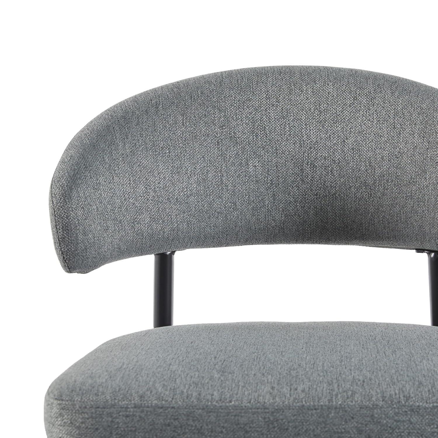 Walker Edison Modern Curved Back Upholstered Dining Chair, Set of 2, Charcoal