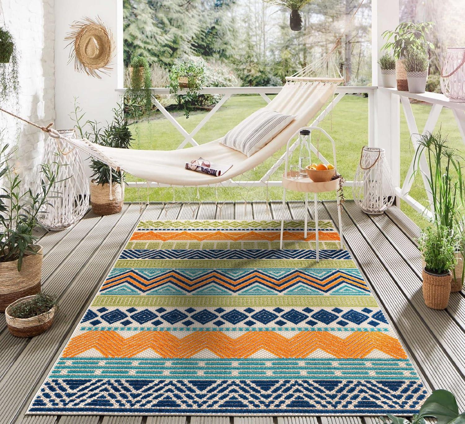 World Rug Gallery Marbella Contemporary Boho Indoor/Outdoor Area Rug