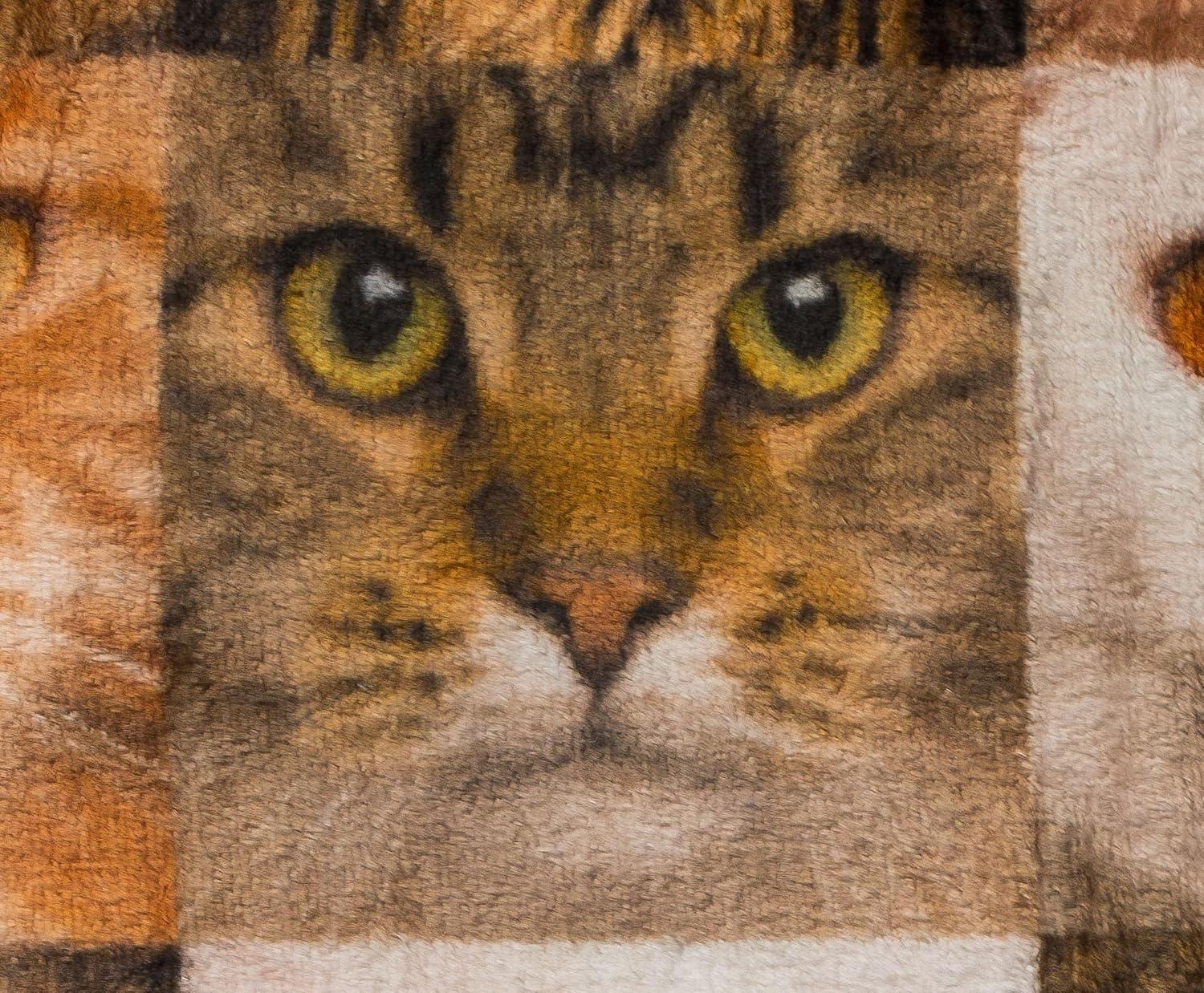 Toynk Cat Face Collage Fleece Throw Blanket | 45 x 60 Inches