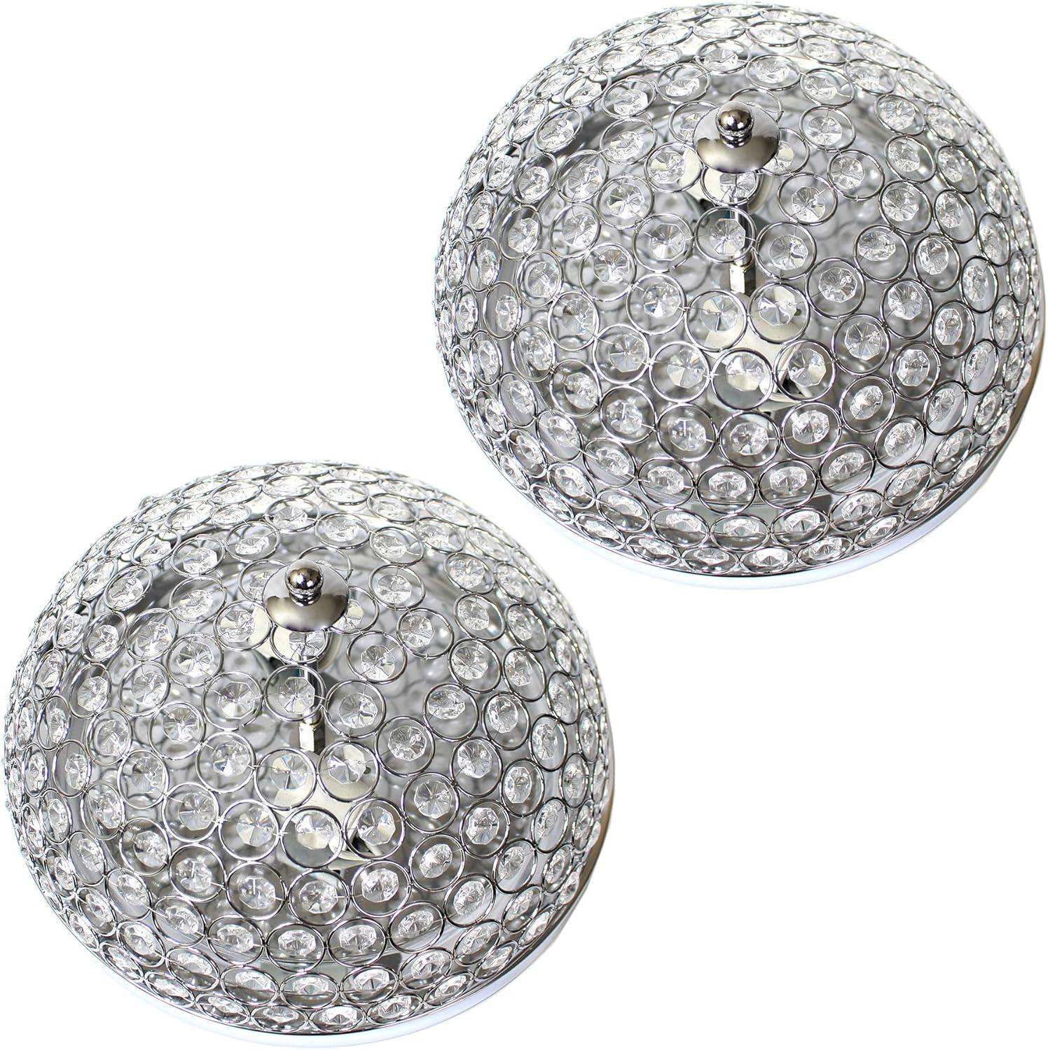 Set of 2 13" Elipse Crystal Flush Mount Ceiling Lights - Elegant Designs