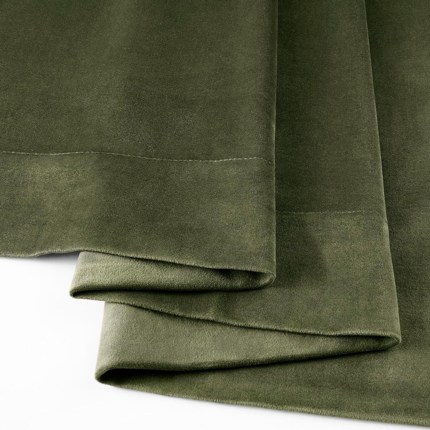 Half Price Drapes Signature Hunter Green Velvet Blackout Curtains For Bedrooms (1 Panel), 50WX 84L