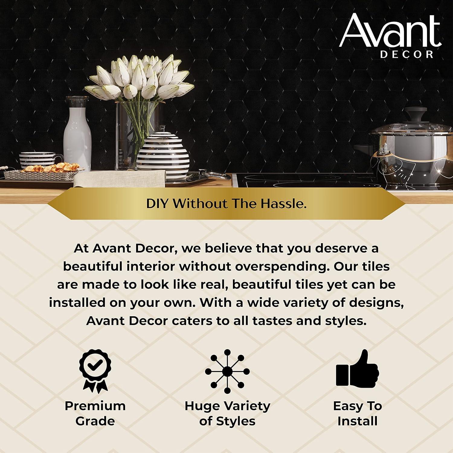 Avant Decor 8 Tiles | Stone Composite Small Hexagon Tiles | Peel and Stick Kitchen Backsplash Stick On Wall Easy DIY Installation 11.33" x 11.41"