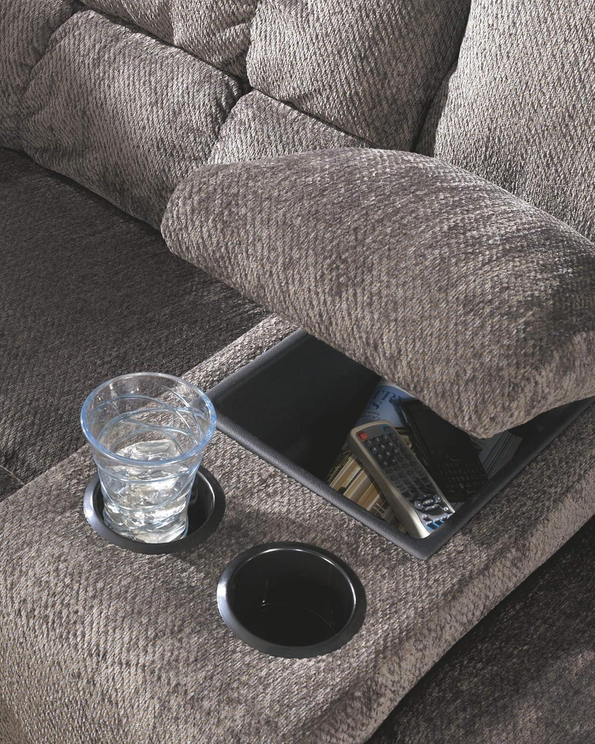 Ashley Furniture Acieona Microfiber Double Reclining Loveseat in Slate Gray