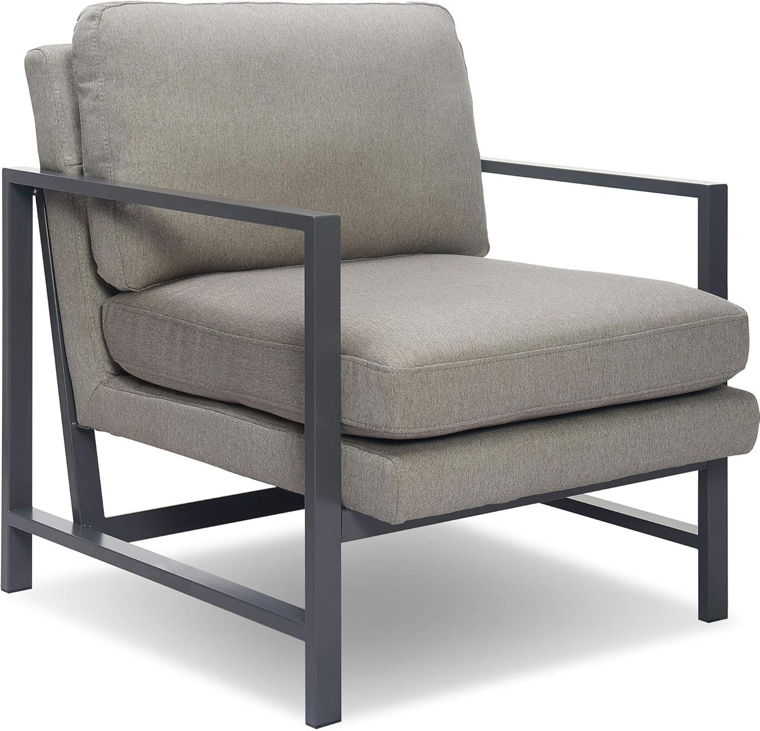 Tommy Hilfiger Russell Square Metal Frame Accent Chair, Mid-Century Modern, Medium-Soft Pillow Back