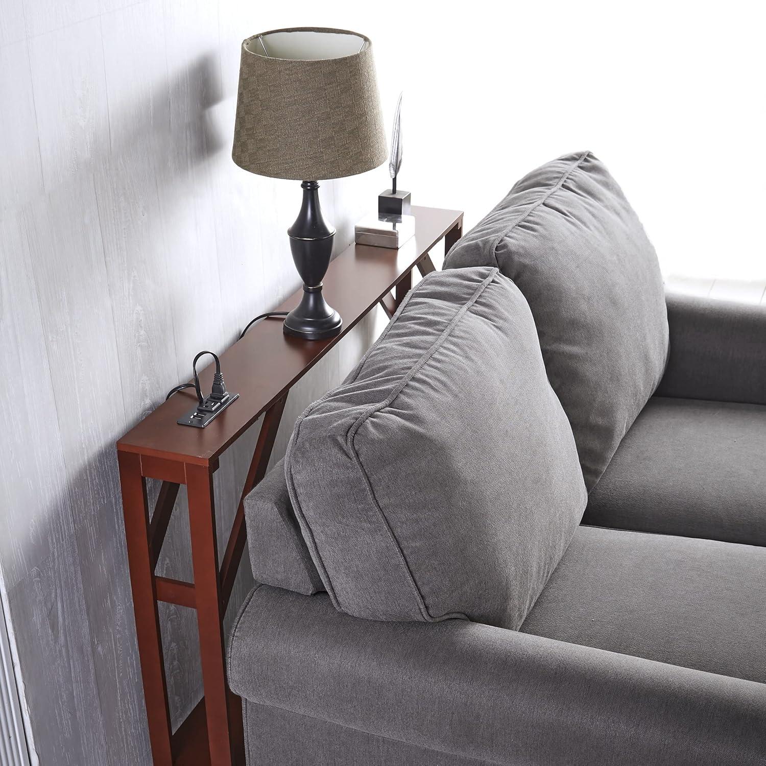 The Lakeside Collection Skinny Sofa Table with Outlet - Walnut