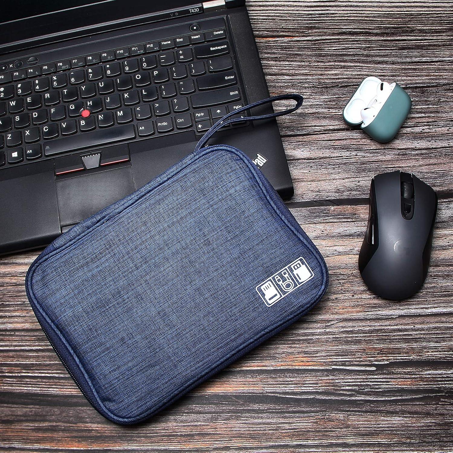 SELLYFELLY Travel Electronics Organizer Portable Cable Organizer Bag for Storage Electronic Accessories Case for Cord,Phone,Charger,Flash Drive (Sky Blue)