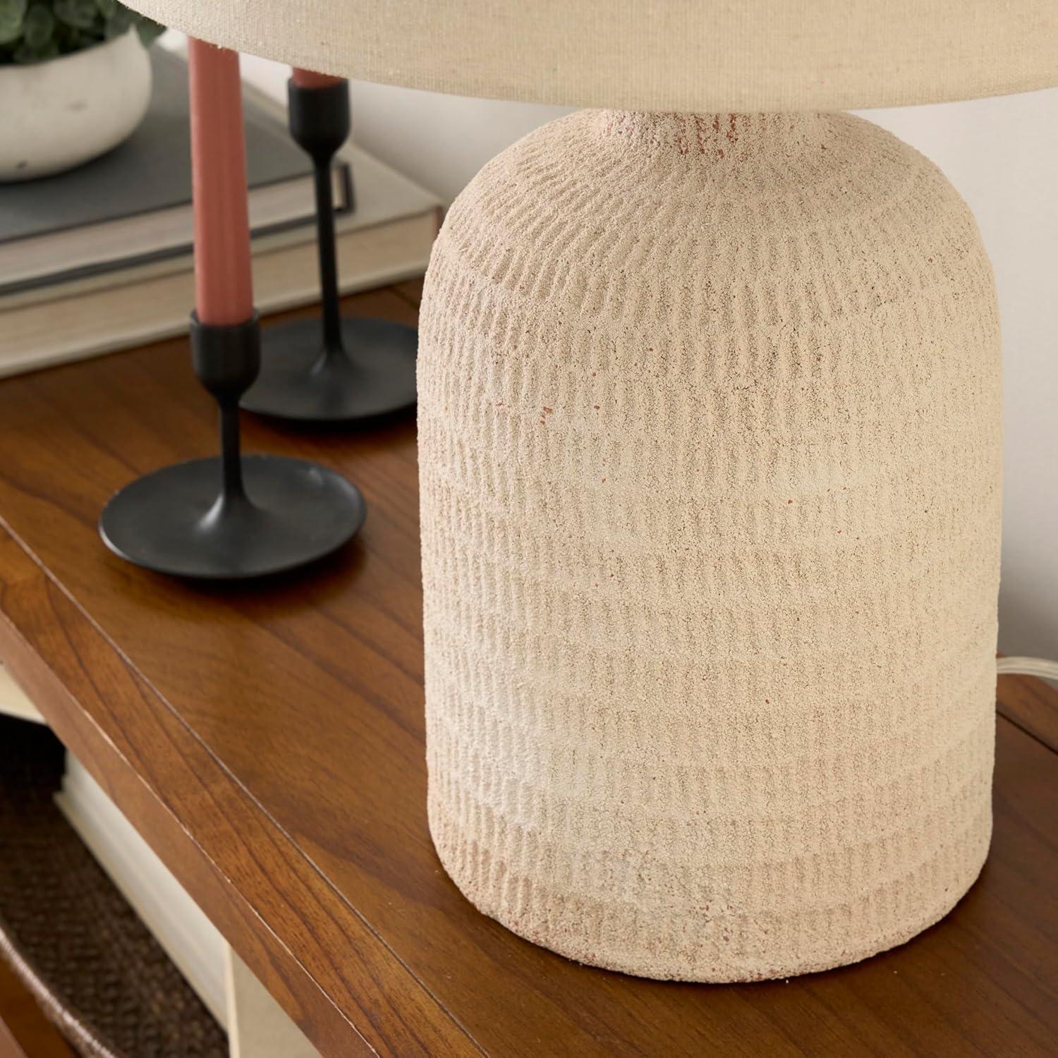 24" White Textured Terracotta Table Lamp - Nourison