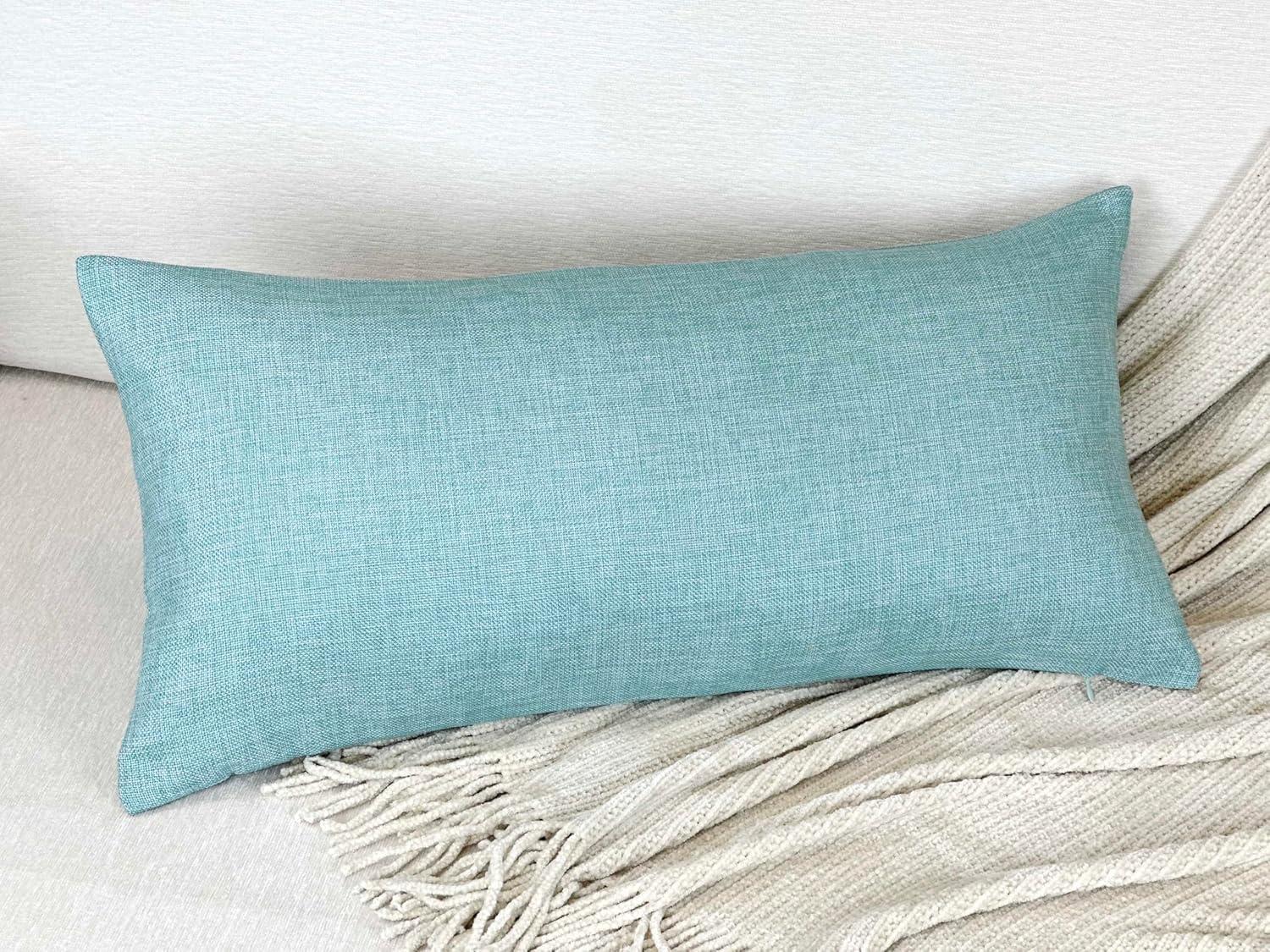 Aiking Home Woven Fine Faux Linen Throw Pillow Cover, size 12"x24", Wheat