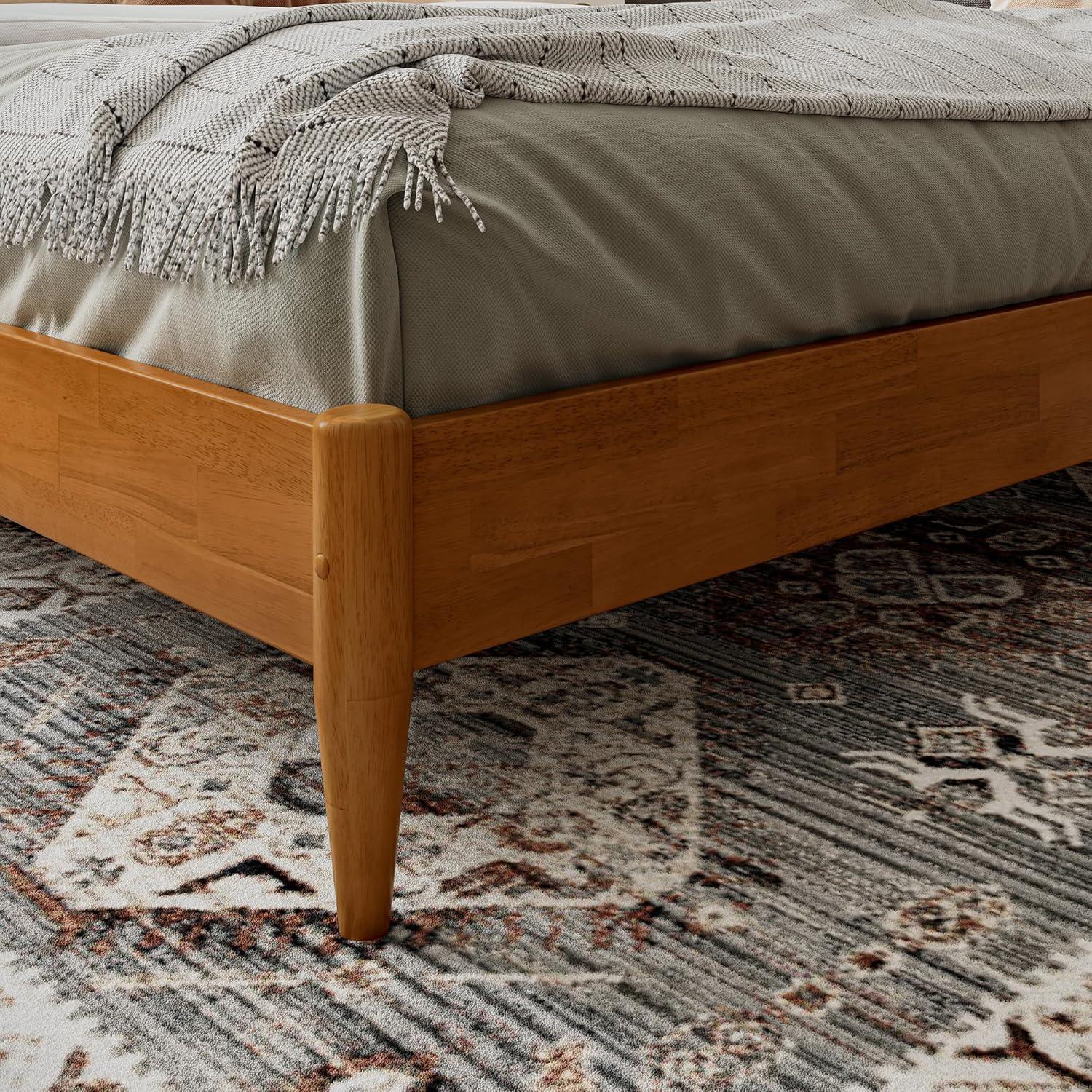 AFI Aria Queen Modern Solid Wood Low Profile Platform Bed, Light Toffee