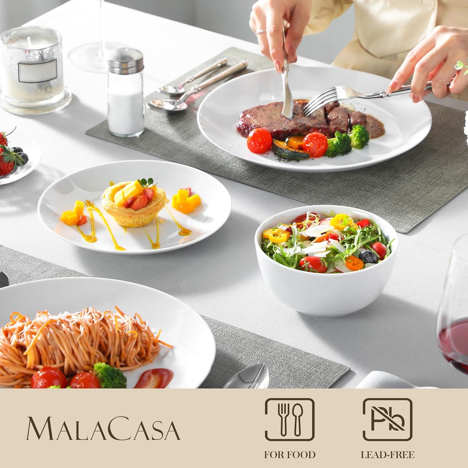 MALACASA 12-Piece Gourmet Porcelain Dinnerware Sets, White