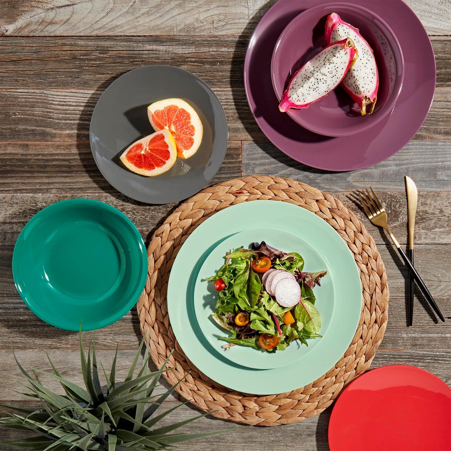 Tabletops Gallery Peacock 12 Piece Melamine Dinnerware Set