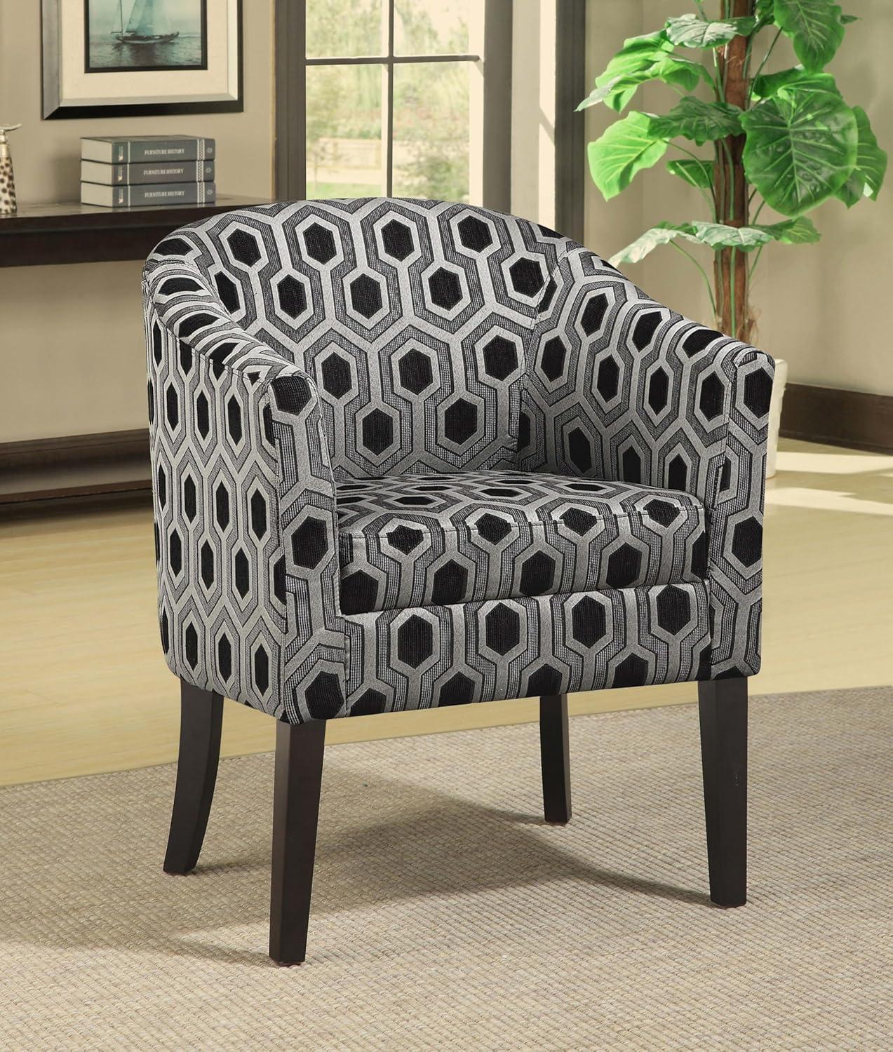 Jansen Hexagon Patterned Accent Chair Grey and Black