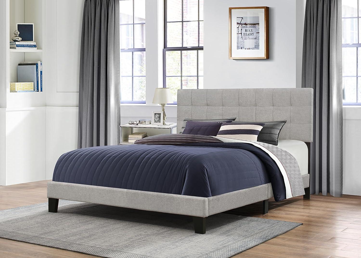 Delaney Full-Size Bed with Tufted Upholstery in Glacier Gray