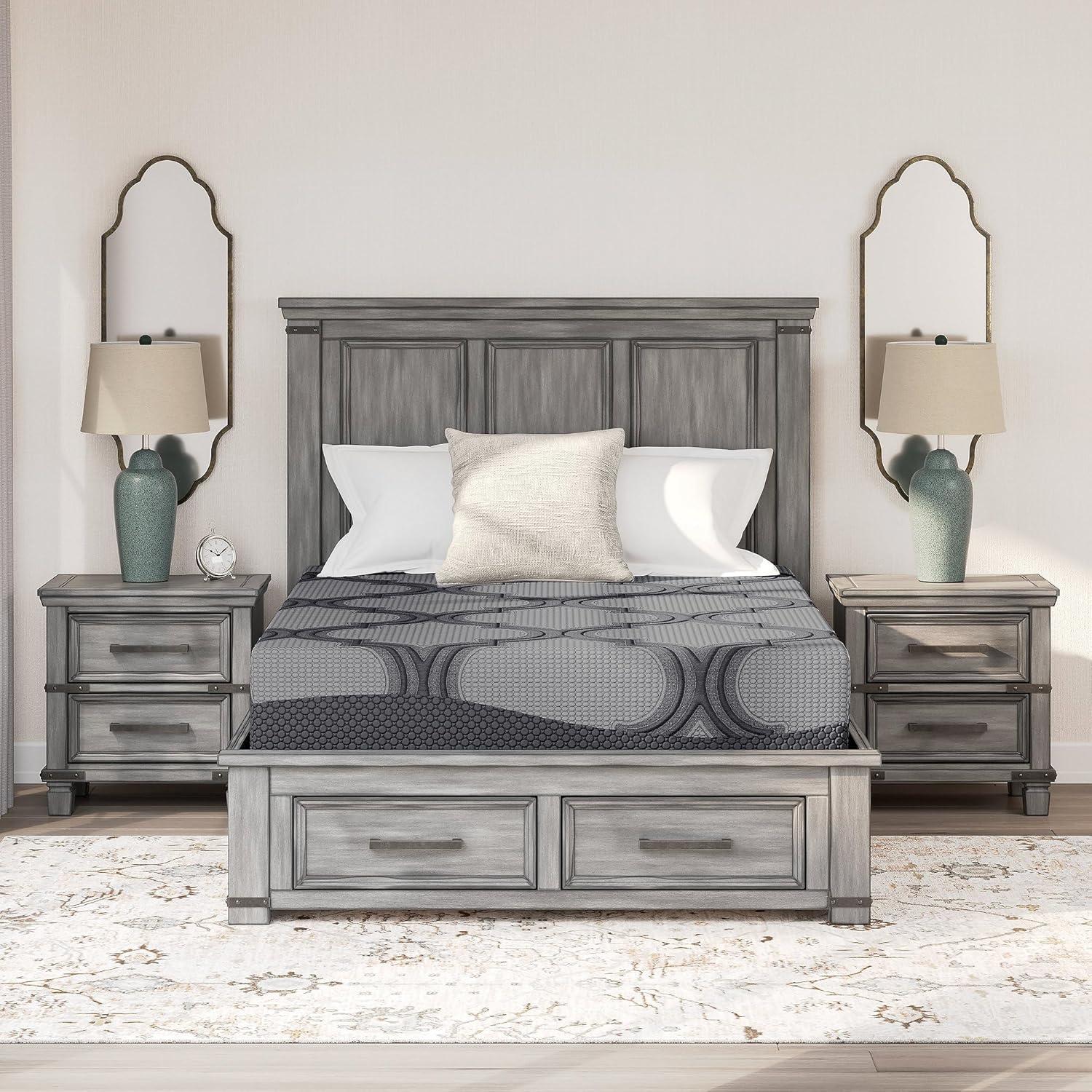 Queen Size Gray Hybrid Mattress with Gel Memory Foam