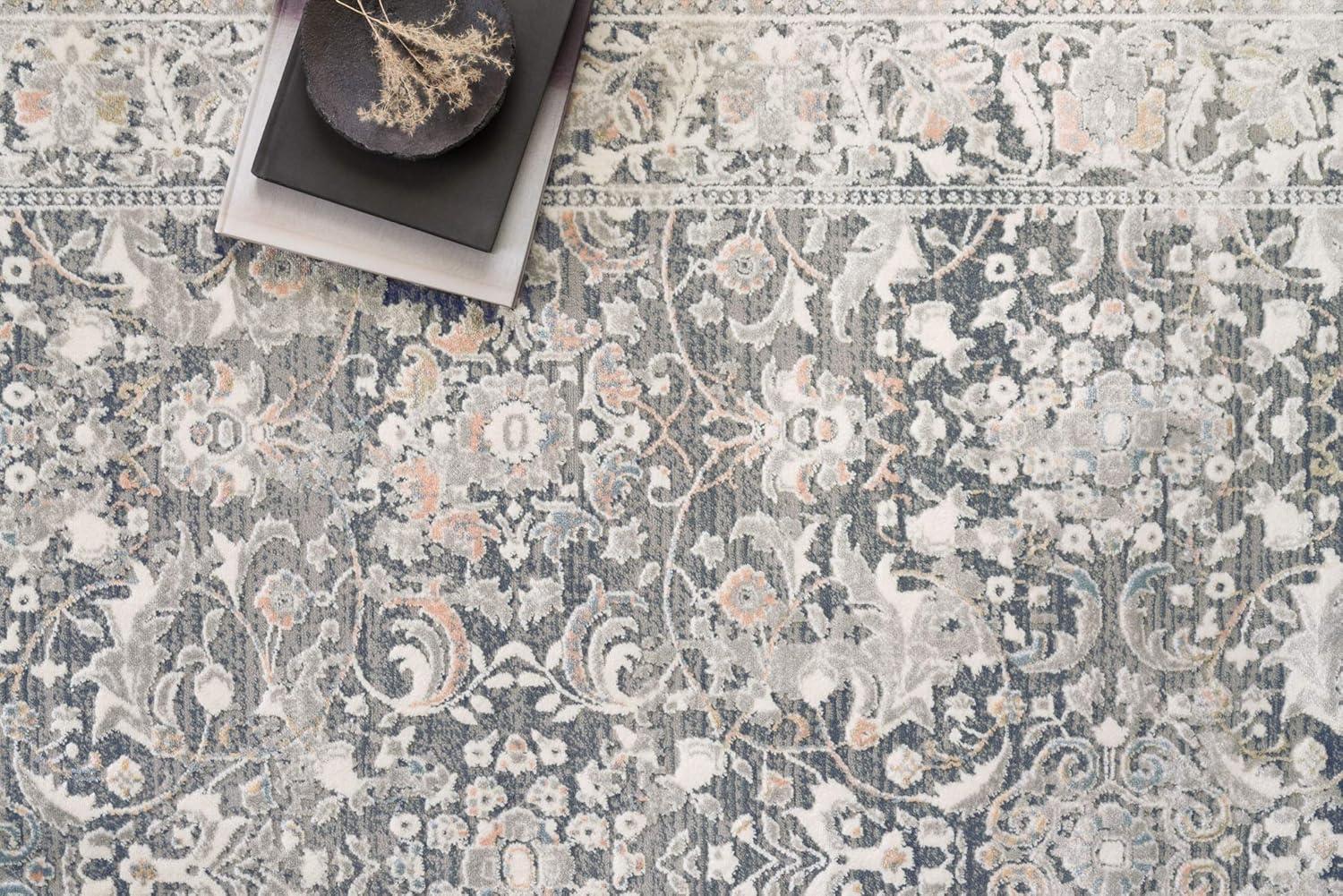 Elegant Gray Oriental 6'x8' Synthetic Area Rug