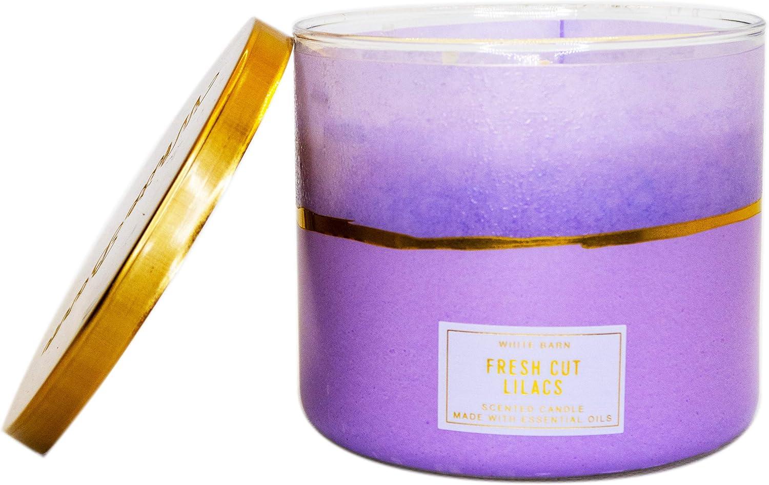 White and Purple Scented 3-Wick Candle with Essential Oils