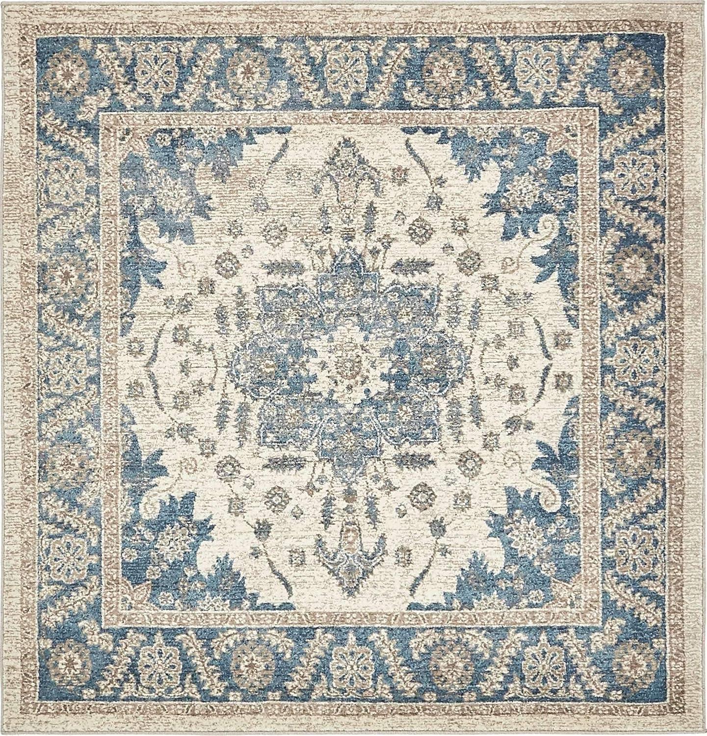 Unique Loom Altstadt Salzburg Rug , 5' 1" x 5' 1" ,Cream