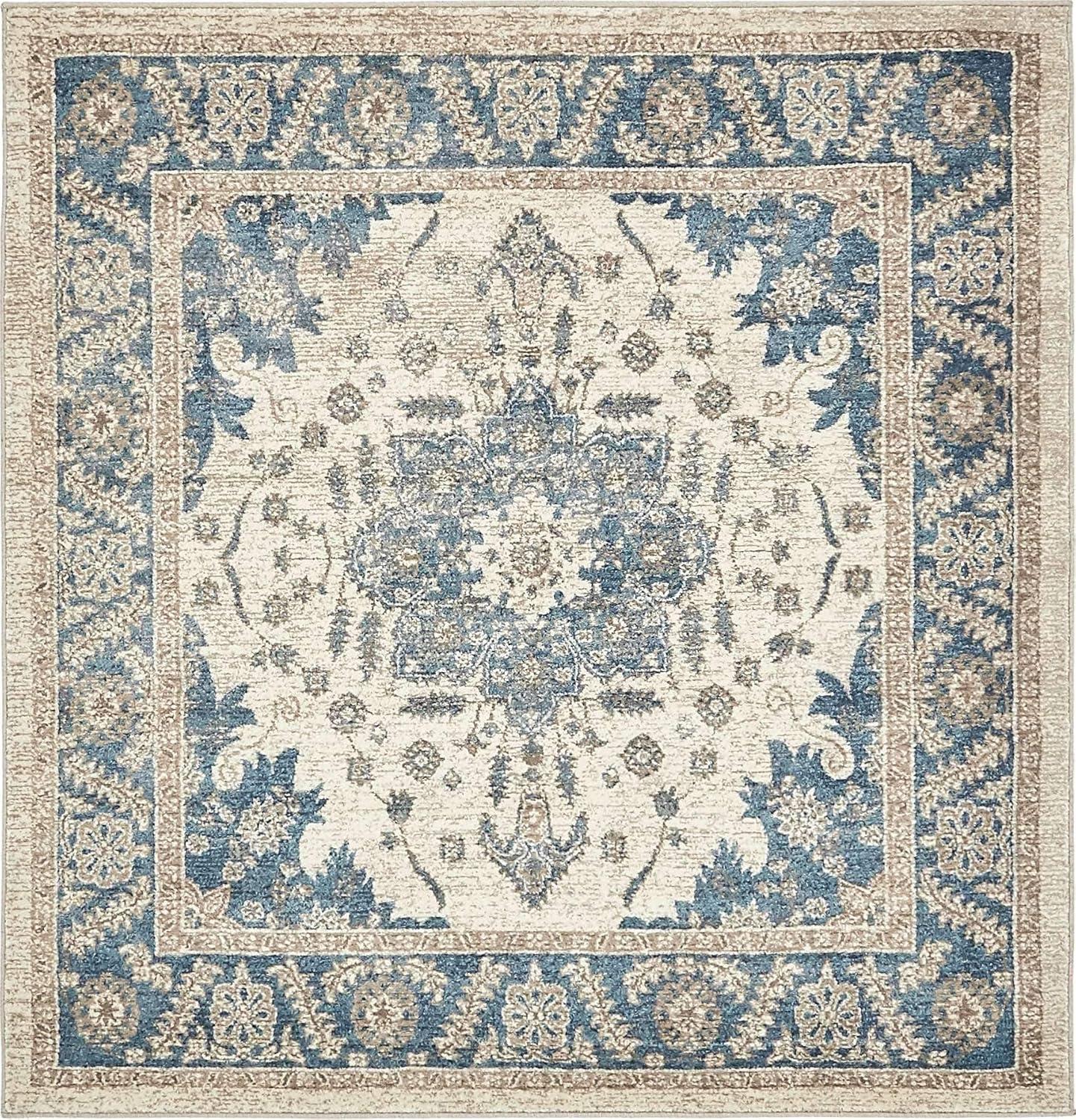 Unique Loom Salzburg Collection Area Rug - Altstadt (5' 1" Square Cream/Gray)
