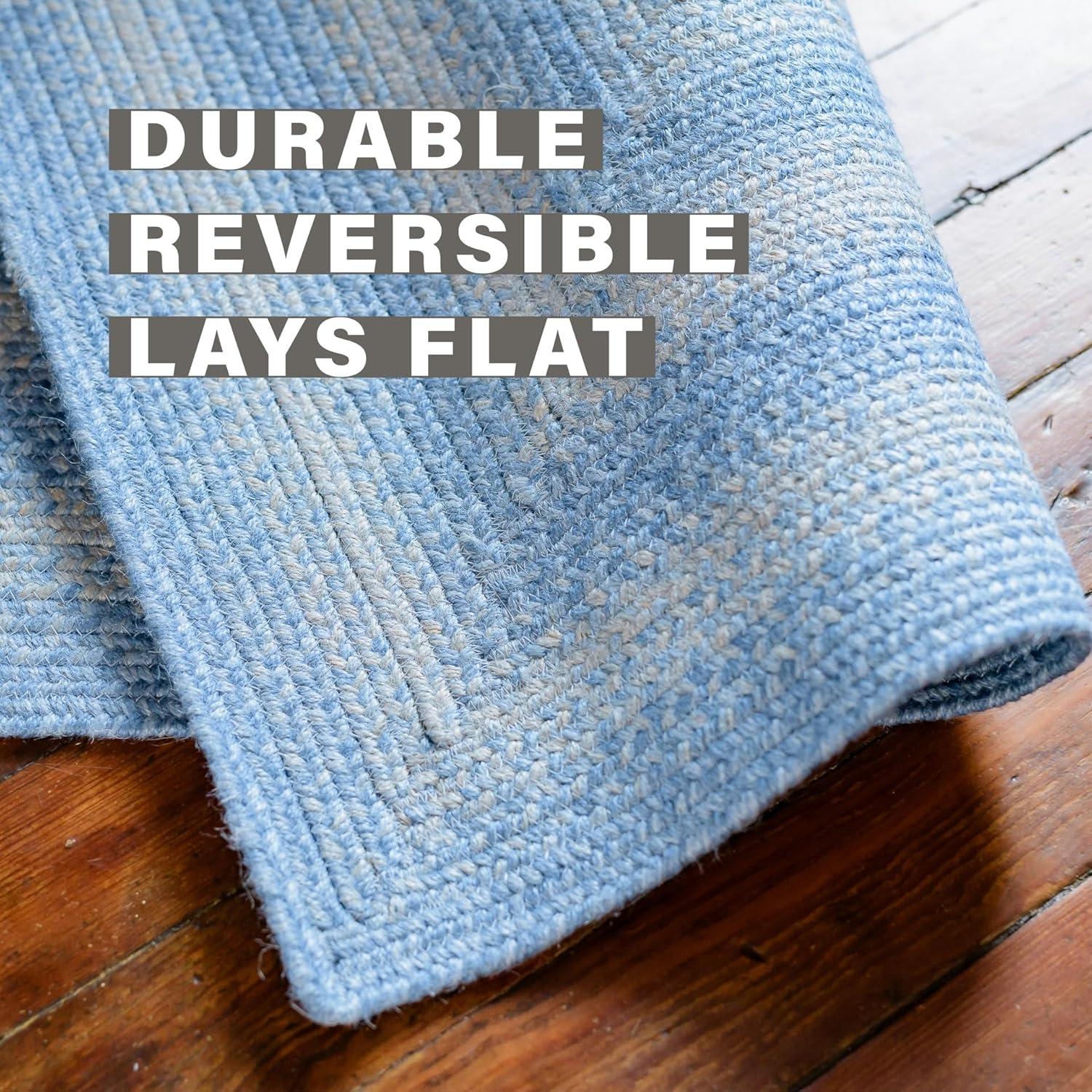 Homespice Sky Blue 5x8 Braided Rug for Coastal Country Decor - Perfect Rustic Area Rugs for Living Room with Coastal Country Charm, Braided Jute Rug