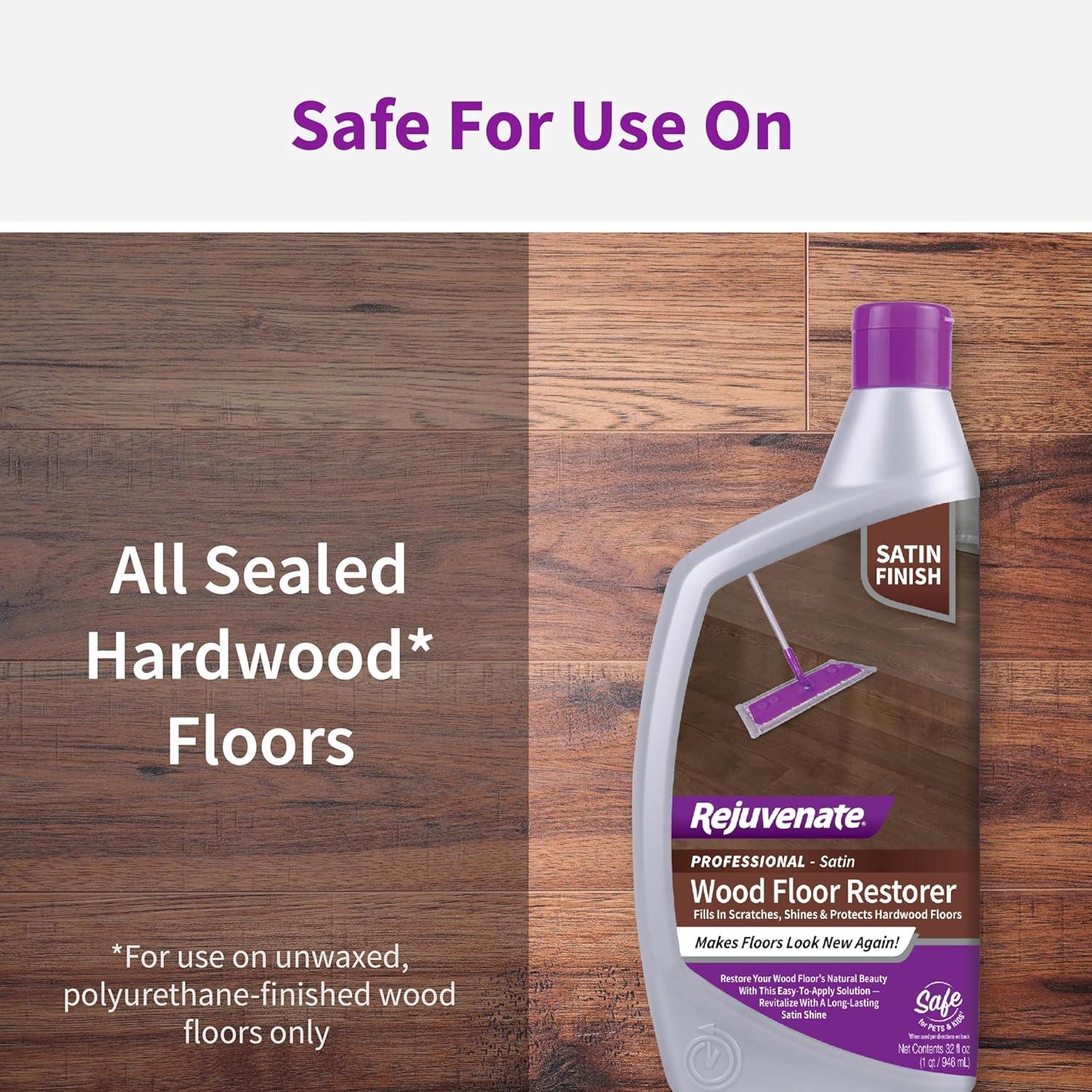 Rejuvenate Professional Wood Floor Restorer and Polish, Satin Finish, 32oz