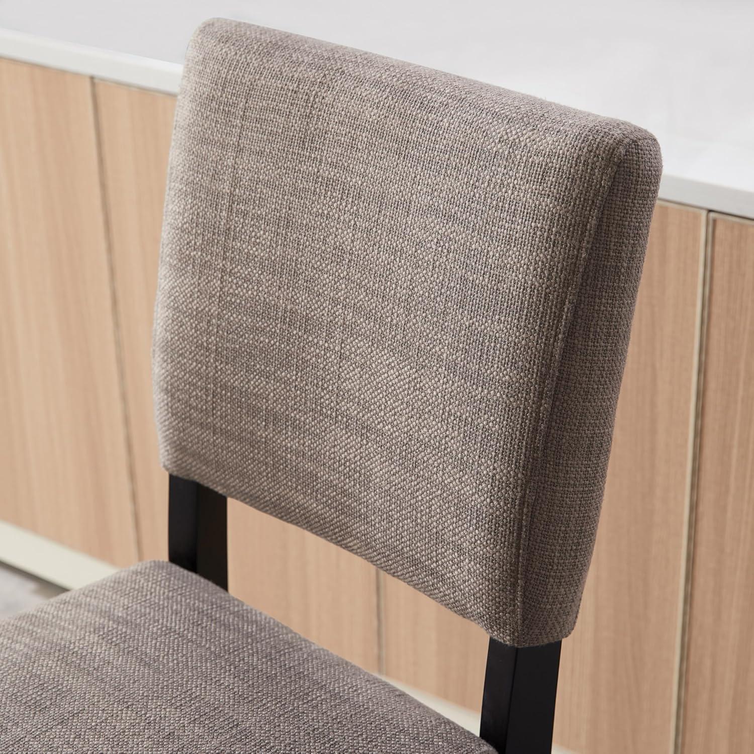 Leick Home Upholstered Back Counter Height Stool with Wood Base-Set of 2 Black and Gray Woven Fabric