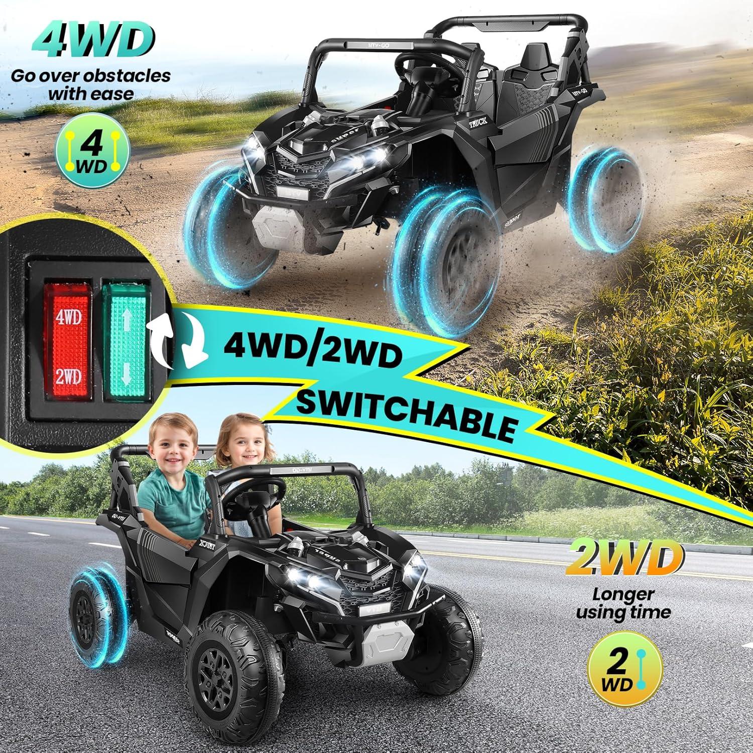 SUSIELADY 24V 2 Plazas Ride-On UTV para Niños, Coche Eléctrico con Control Remoto, Suspensión en las 4 Ruedas, Música, Almacenamiento, Camión de Juguetes Al Aire Libre para Niños Niñas a Partir de 3 Años, Rosa