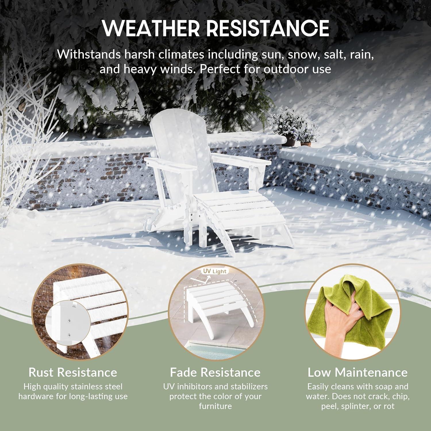 WestinTrends All-Weather Outdoor Patio Poly Adirondack Ottoman Footrest, White