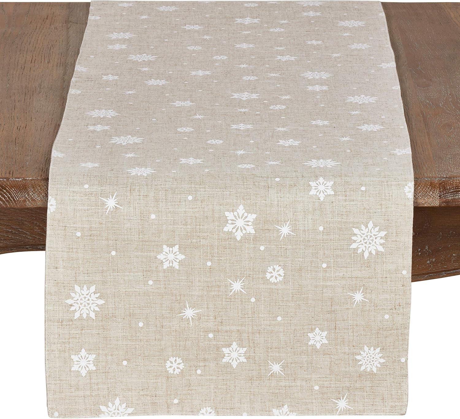 Natural Beige Snowflake Christmas Table Runner