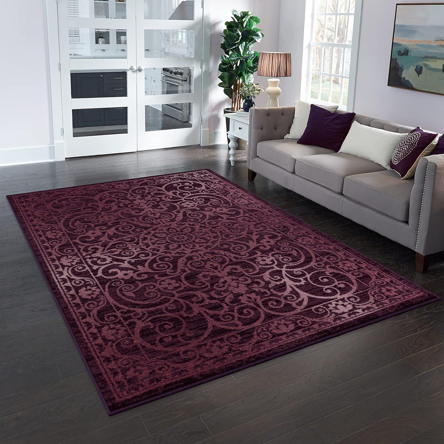 Wineberry Tufted Washable Shag Synthetic Area Rug 7' x 10'