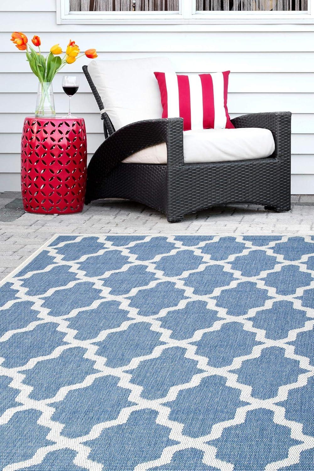 Gina Moroccan Trellis Non-Slip Synthetic Rug, 3' x 5', Blue