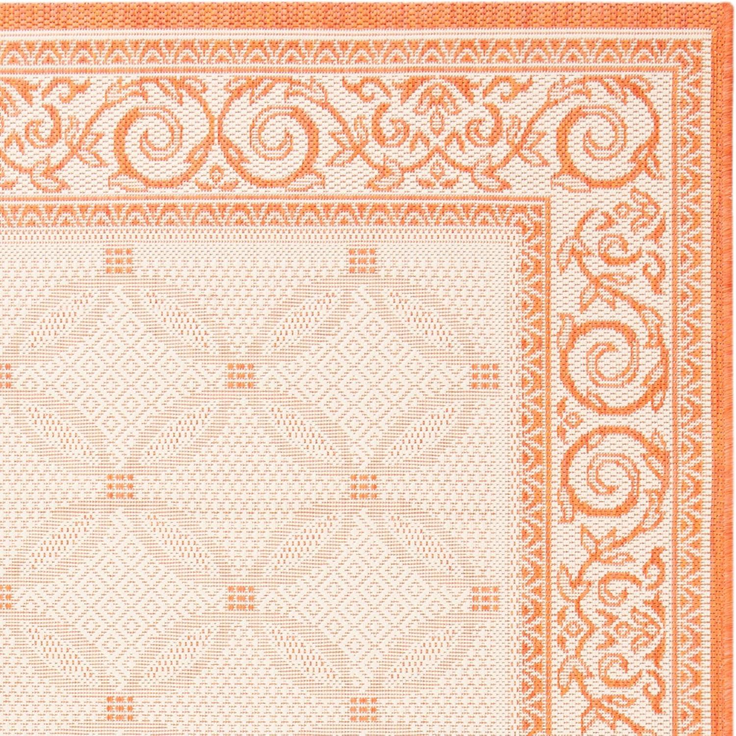 SAFAVIEH Courtyard Gaus Geometric Indoor/Outdoor Area Rug, 8' x 11', Natural/Terracotta